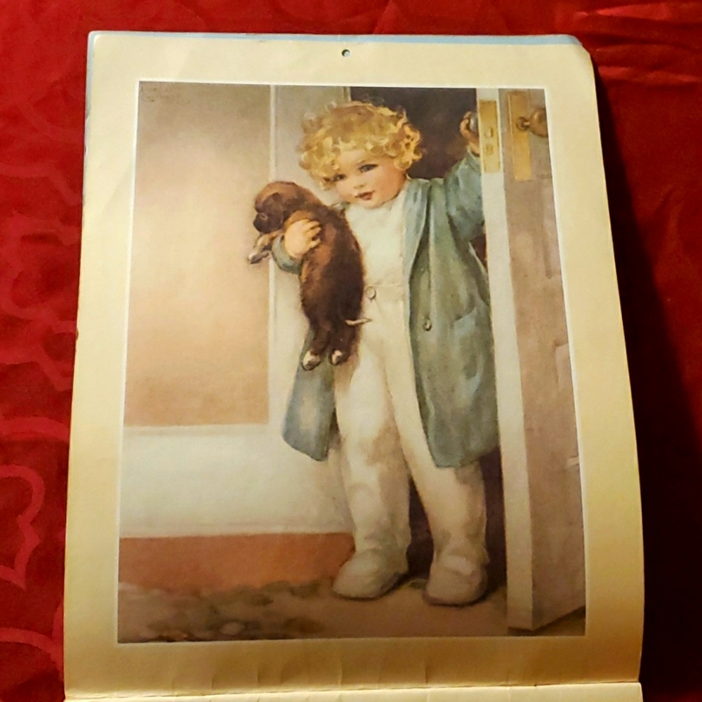 1987 Bessie Pease Gutman Good Morning calendar print 1 page front & back